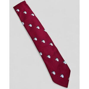 VTG Red Christmas Neck Tie Santa Claus Face Green Hat Embroidered Holiday Party